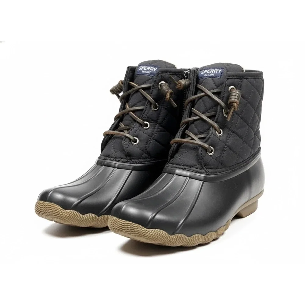 Sperry Saltwater Quilted Nylon Waterproof Rubber Boots Sz 7.5 Normcore‎ Utility